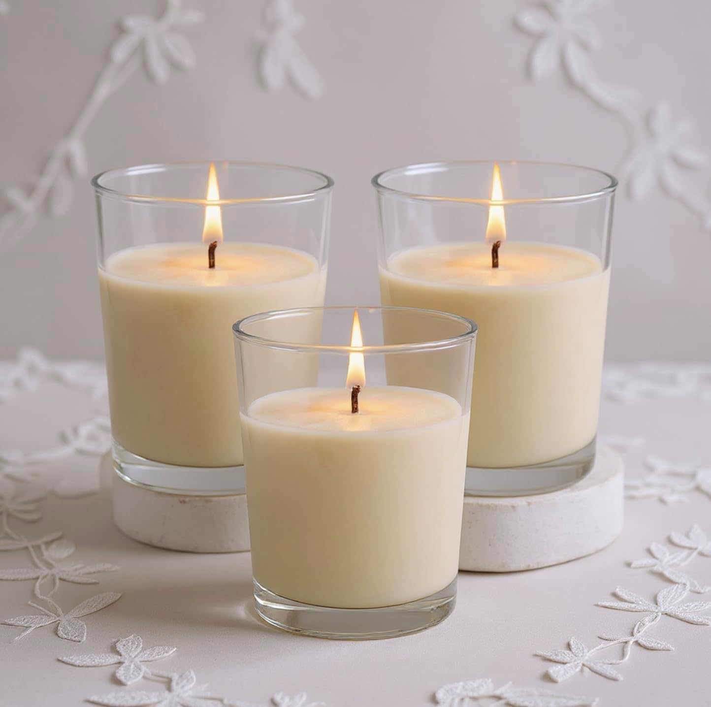 Mister Candle - 2" Glass Votive Candles – 54 Pack, Soy Wax Filled Candle Holders, 10 Hour Burn Time, Hand Poured Unscented White Votives for Weddings, Events, Emergency Use, Party Favors