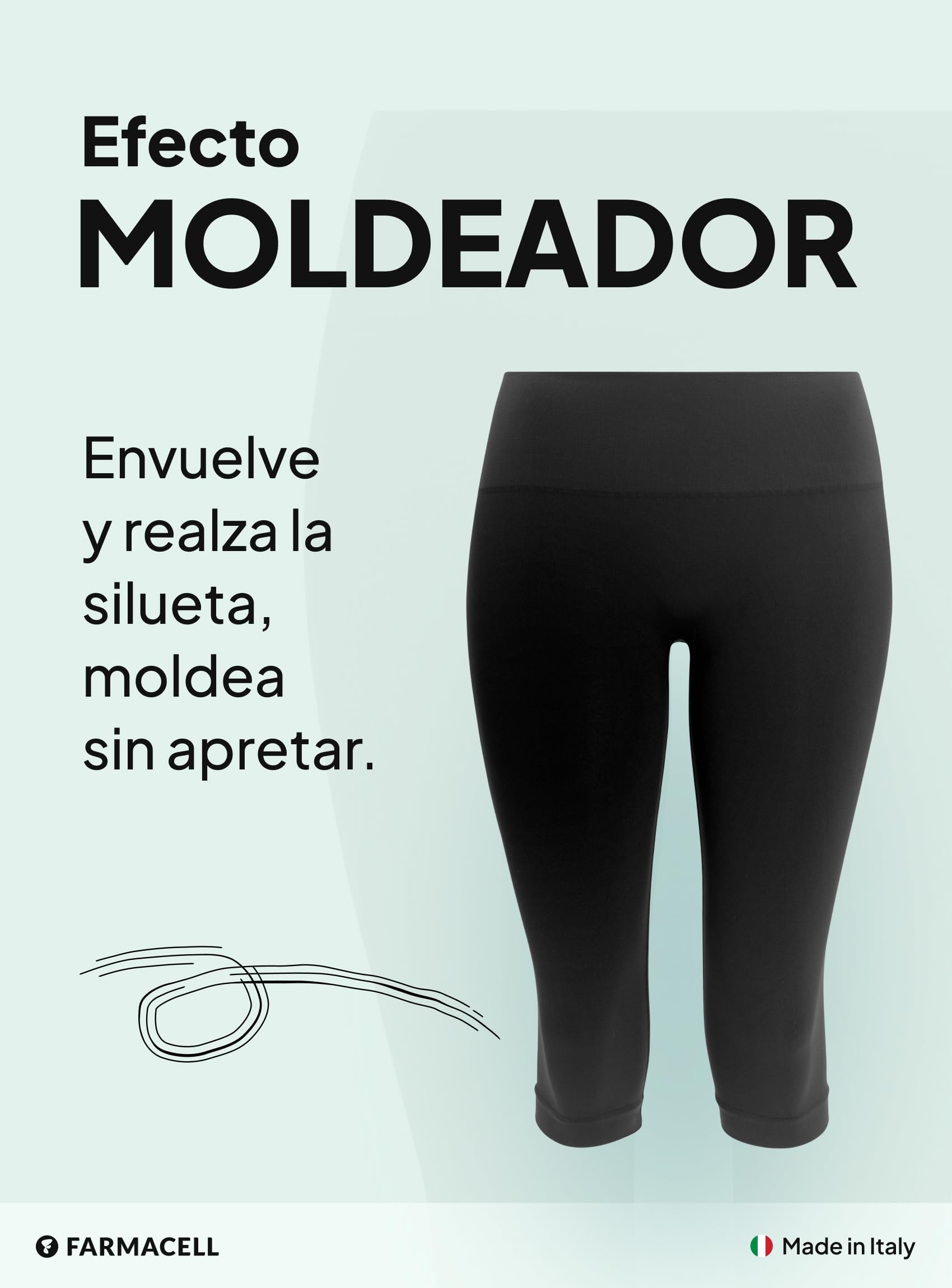 Farmacell Faja Pantalón Capri Mujer con Efecto FIR Anticelulitis, Made in Italy, 604Y