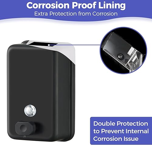 Miniatura 4 de Dispensador de jabón vertical de acero inoxidable negro mate de 37.2 fl oz37 oz de capacidad comercial, dispensador de jabón de manos de baño