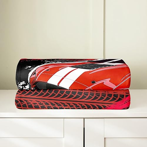 Miniatura 3 de Erosebridal Manta de forro polar de coche de carreras tamaño individual de 60 x 80 pulgadas, color rojo, para niños y jóvenes, manta de franela de