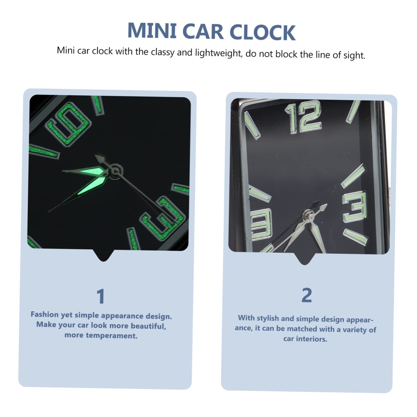 Reloj Cuadrado del Coche Negro de Aleación y Vidrio | Pequeño Reloj Analógico a Pilas, Diseño Simple y Elegante, Accesorio Ligero para Hogar y Escuela