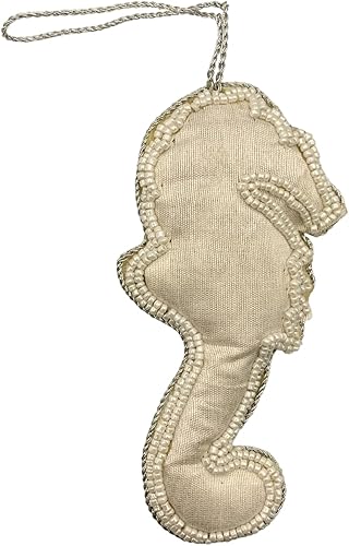 Miniatura 4 de Adorno navideño de caballito de mar con cuentas, bordado Zari Zardozi, azul y blanco, bolsa de regalo para almacenamiento, hecho a mano en la India