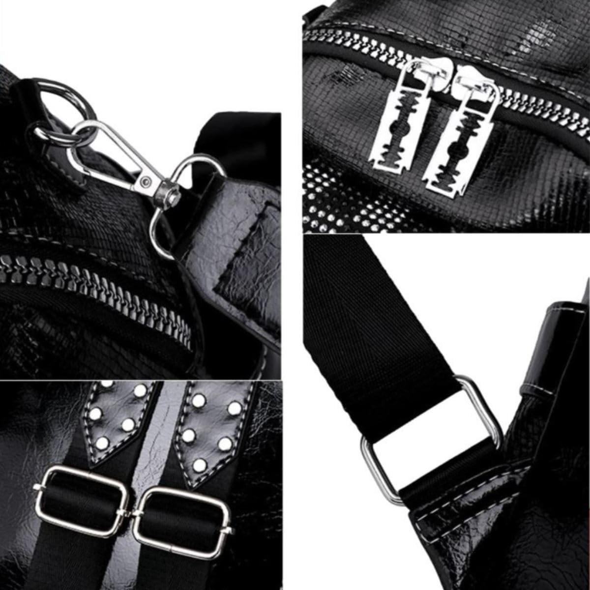 Ro Rox Checkerboard Backpack Argyle Rhinestone Studded Faux Leather Razor Zipper