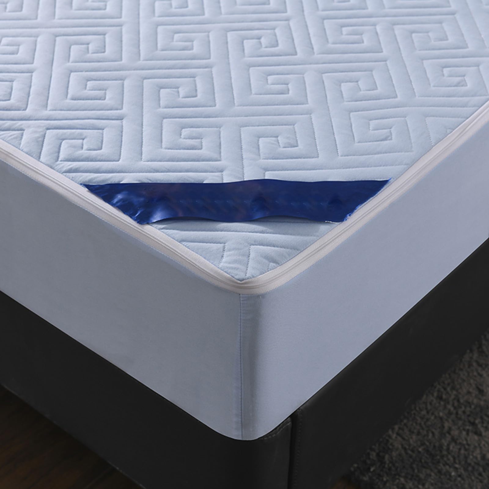 Matras dubbele matrashoes met rits, aanpasbare queensize matrasbeschermer, topper, wasbaar, omkeerbaar, gewatteerd laken (140 x 200 15 cm, grijs