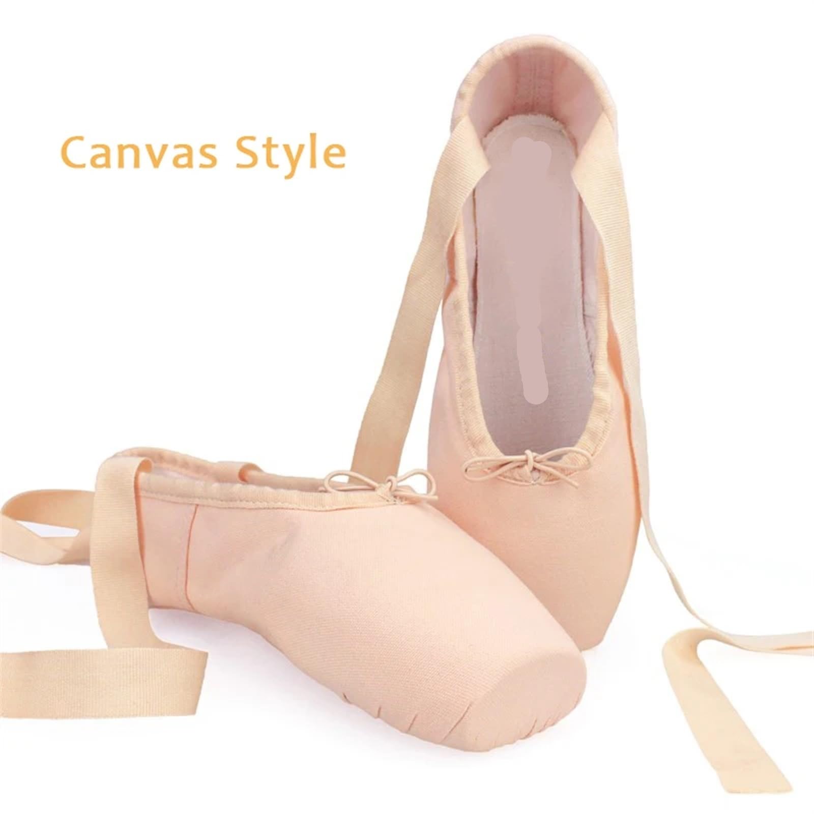 Chaussure De Ballet Filles Dames Ballet Pointe Chaussures Femmes Adultes Professionnel Satin Ballet Chaussures de Danse avec Ruban Femme Zapatillas de Ballet(Flesh Pink,Size 37)