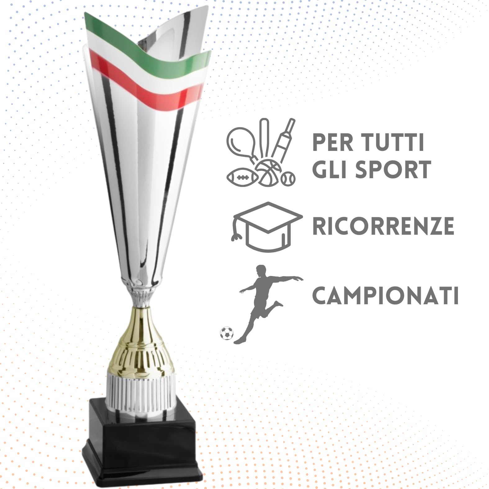 Coppa Trofeo Personalizzabile Grande in Metallo Varie Misure Calcio, Fantacalcio, Tennis, Padel, Basket Premiazioni Sportive ed Eventi con Targhetta Personalizzata cod 3.111
