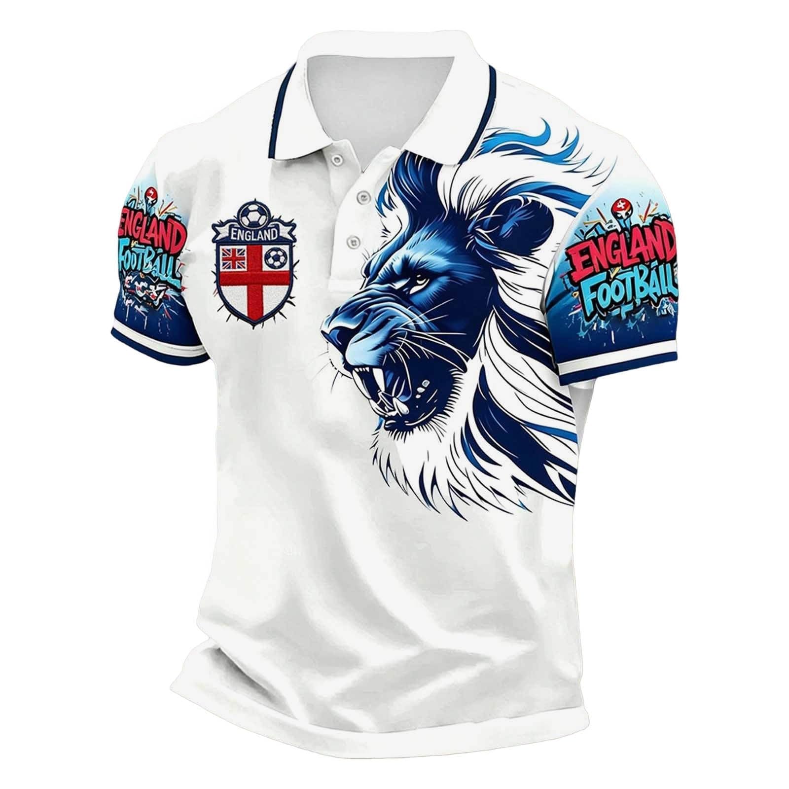 England Football Shirt 2026 Short Sleeve Polo Shirt with England Flag Design for Soccer Fans Comfortable Fit for Everyday Wear and Matches
