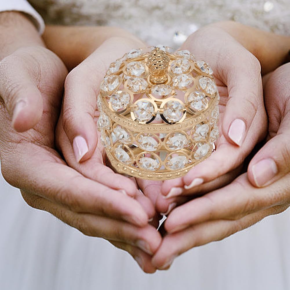ORIGACH Juego de monedas de oro Arras de Boda, caja redonda con 13 monedas de Jesús y bandeja en relieve, accesorios de boda para ceremonia