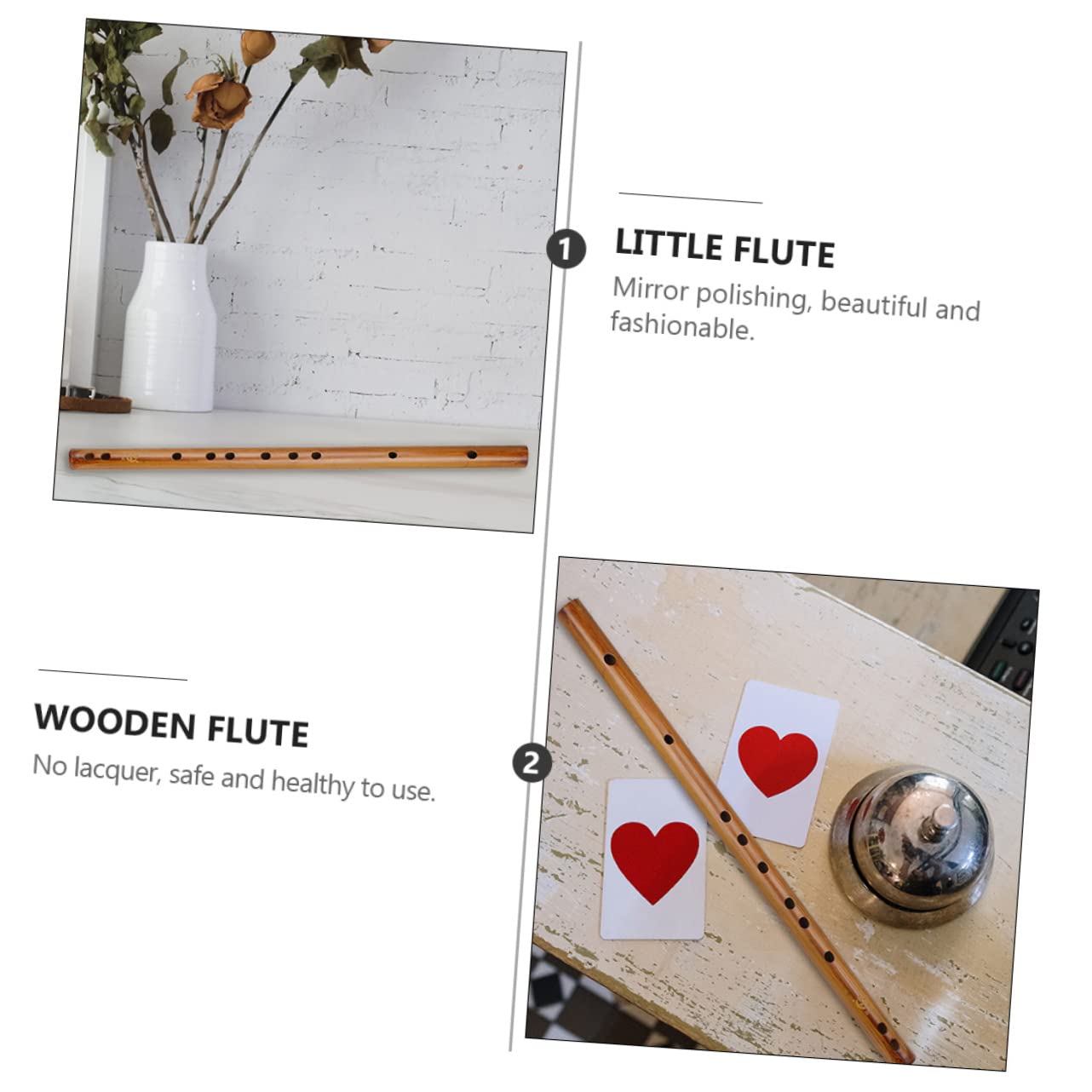 Flûte Piccolo Traditionnelle en Bois pour Débutants Finition Polie Miroir et Ouverture Fine, Livrée Paquet de Rangement en Tissu pour Musique à Vent
