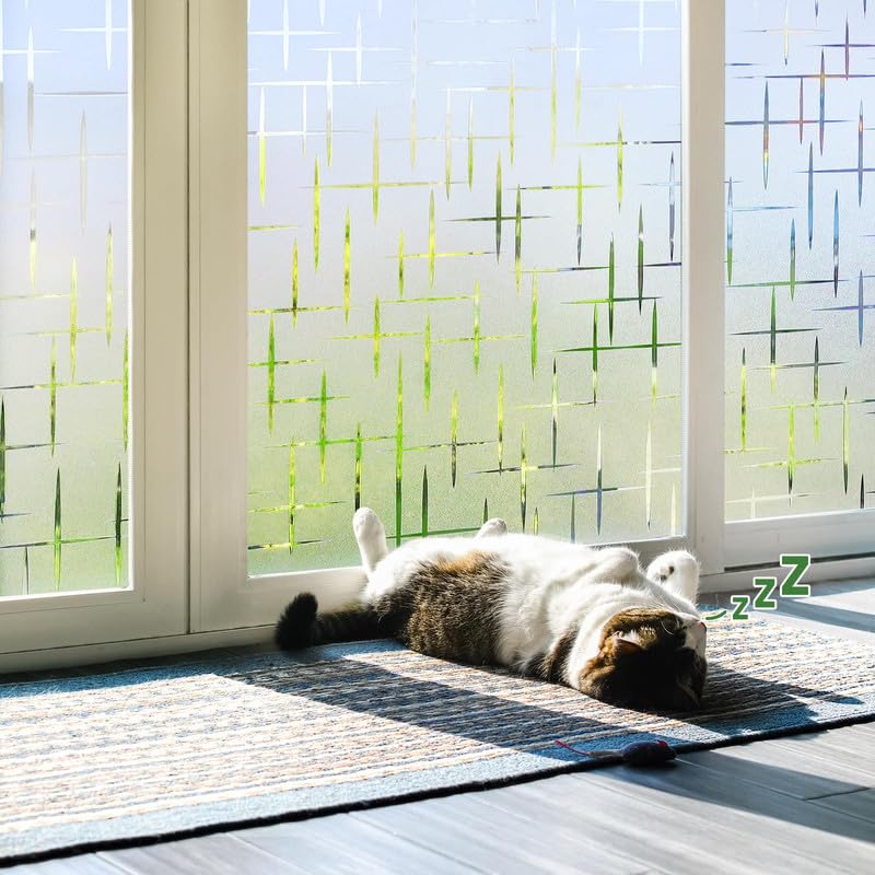 Image of WOO Home Frosted Glass Window Film & Stickers (24 X 96 INCH) Privacy Window Cover for Home & Office - Easy Apply, UV Protection, Removable Decorative Film (Multi Color Design Film | 2 X 8 SQFT)