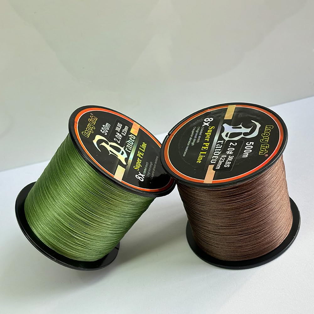 Lenza da pesca intrecciata in polietilene, 500 m, 8 fili, super resistente, resistente all'abrasione, per pesca in acqua salata e d'acqua dolce