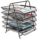 5-Tier Mesh Desk Letter Tray Organizer, Samstar File Holder Tray for Home Office, Slide Back and Forth, Black