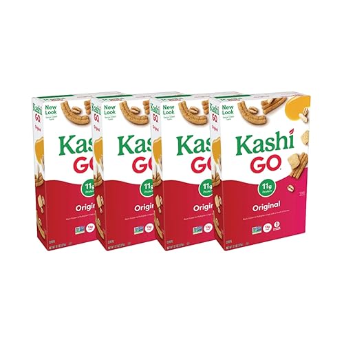 Cereal de desayuno frío, proteína vegetariana, original, 13.1 oz cada caja, 4 cajas