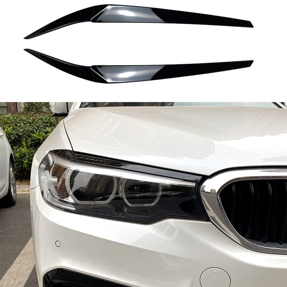 Frontscheinwerfer-Augenbrauen für 5er-Serie G30 G31 G38 F90 M5, Carbon-Schwarz/glänzend Schwarz