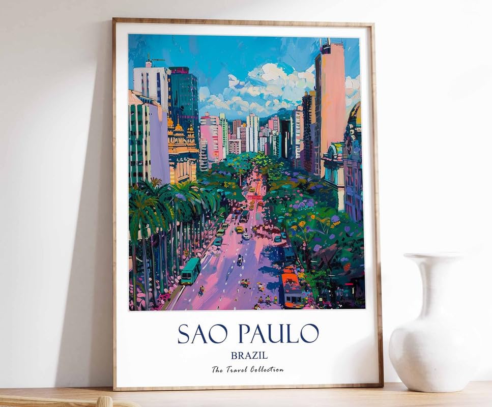 4 Sao Paulo Print Sao Paulo Travel Poster Brazil Travel Print Tropical Decor Brazil Wall Art La Poster A5 - Inspirador Motivacional Arte de la pared Vida diaria Cita alentadoras frases cortas famosas