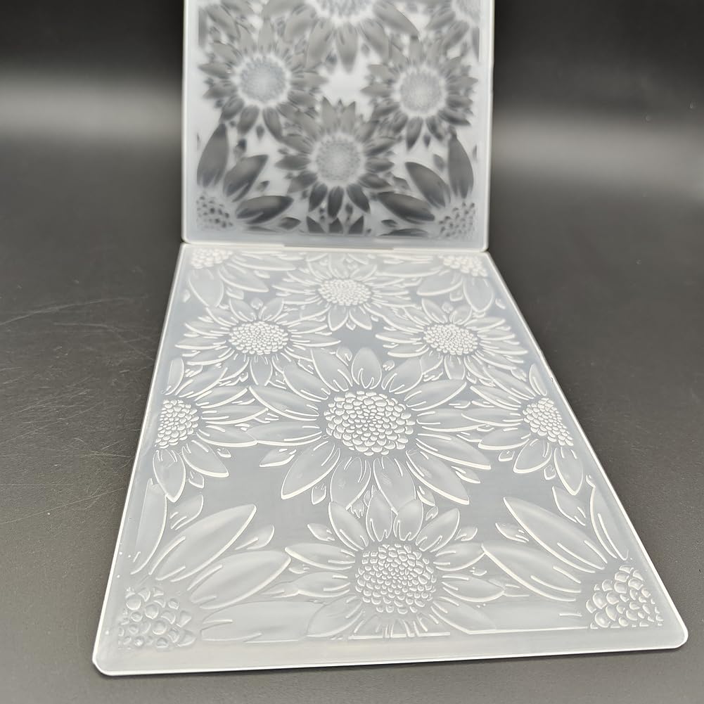Plastic Embossing Folder (5 Inch x 7 Inch | Big Flowers Pattern) Paper Crafts Plastic Textured Impressions for Card Making Scrapbooking