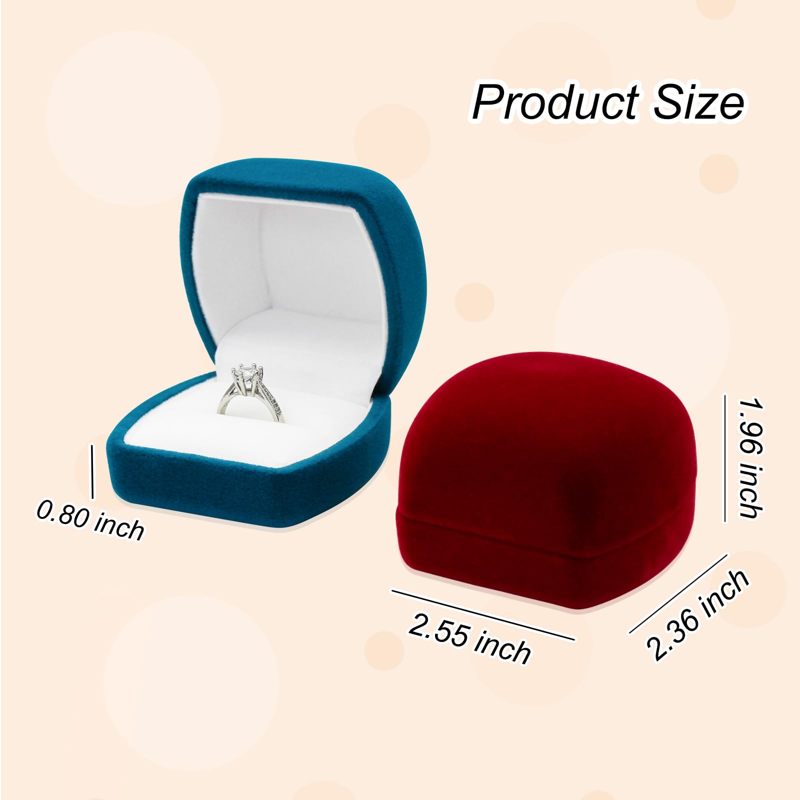 FuninCrea Caja de Anillos, Caja de Joyería de Terciopelo para Anillos para Boda Propuesta Compromiso, Caja Anillo Compromiso Pequeño Cajas de Almacenamiento de Anillos para Collares Pendientes