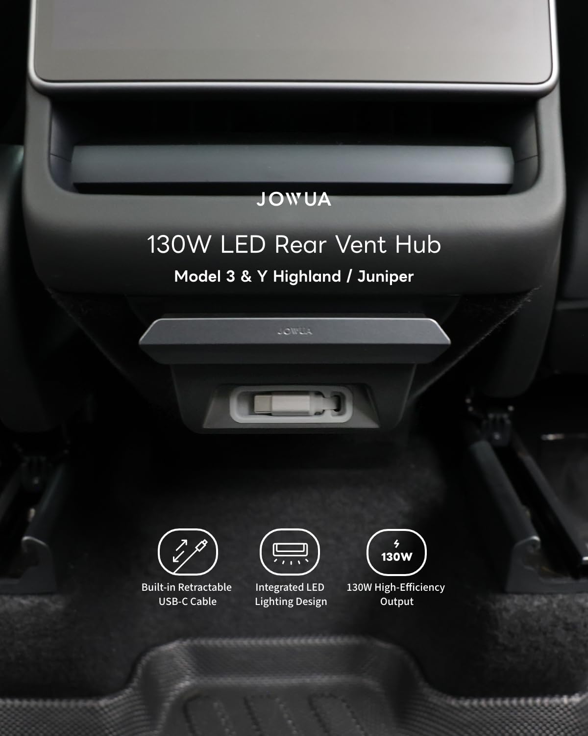 Amazon.co.jp: JOWUA 130W LED リアベント USB-C ハブ 70cm 格納式 