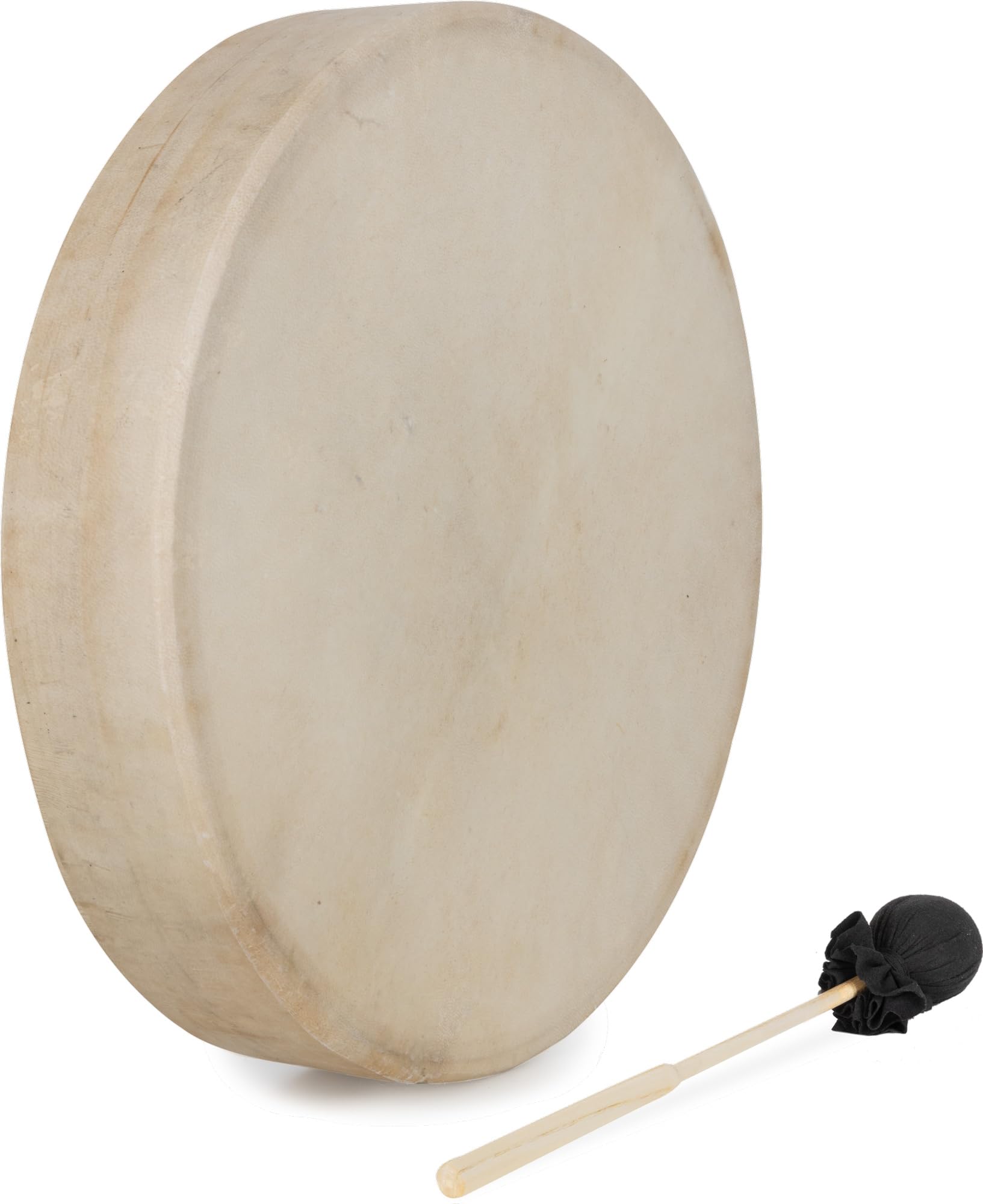 Classic Cantabile SD-16 Tamburo Sciamanico 16" - tamburo a cornice artigianale in frassino con pelle di capra, suono profondo per meditazione, rituali e sonoterapia; incl. mazzuolo. Naturale