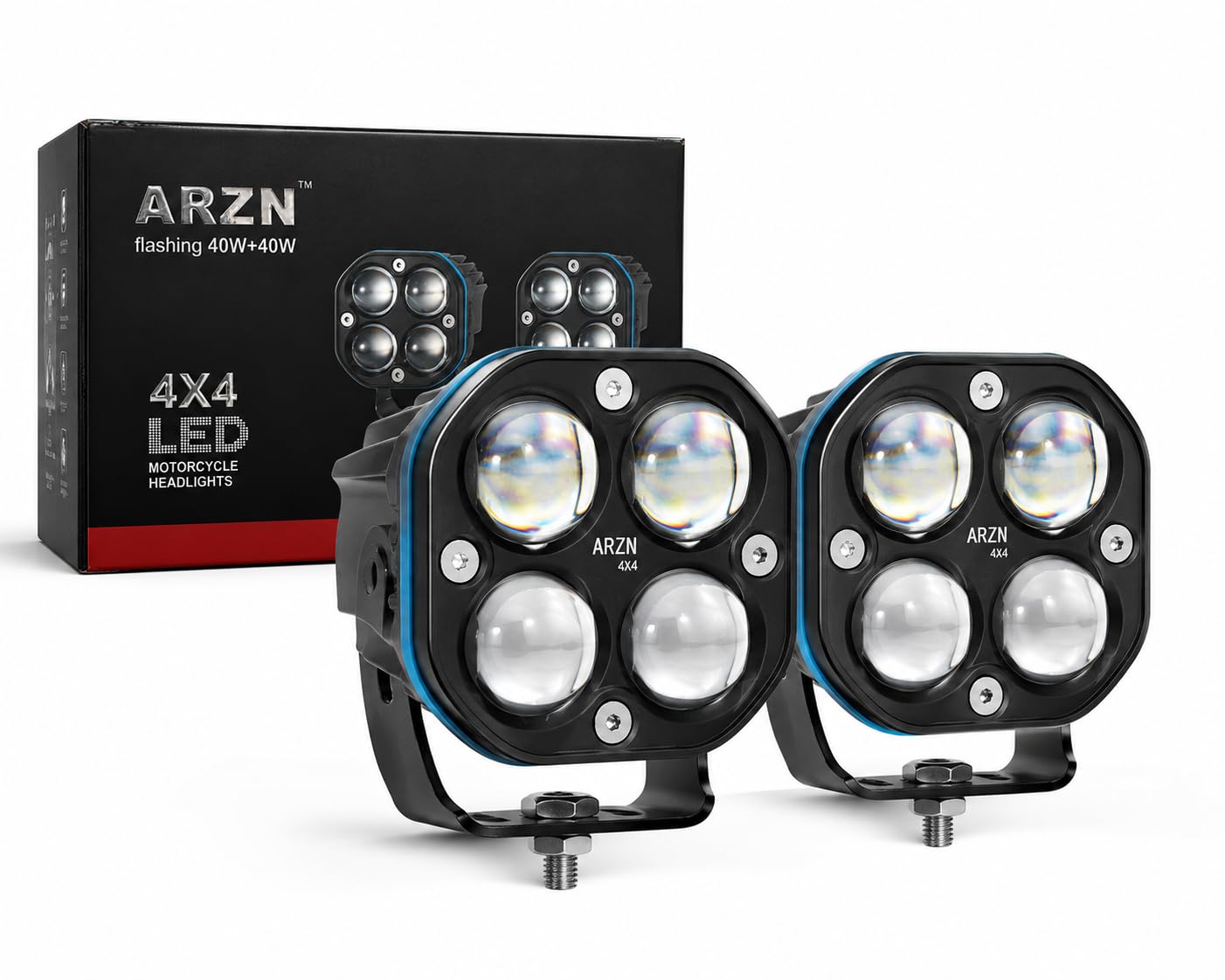 ARZN 4x4 80W LED Auxiliary Fog Light | Super Bright Motorcycle Additional Lighting, Dual Flash Modes, Waterproof, 12-80V Universal Mount, Bike ATV UTV-image-18