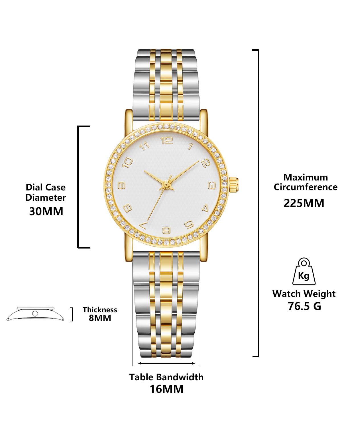 CIVO Montre Femme Acier Inoxydable Analogique Montre Bracelet Femme Quartz Etanche, Mode Cadeau Femme