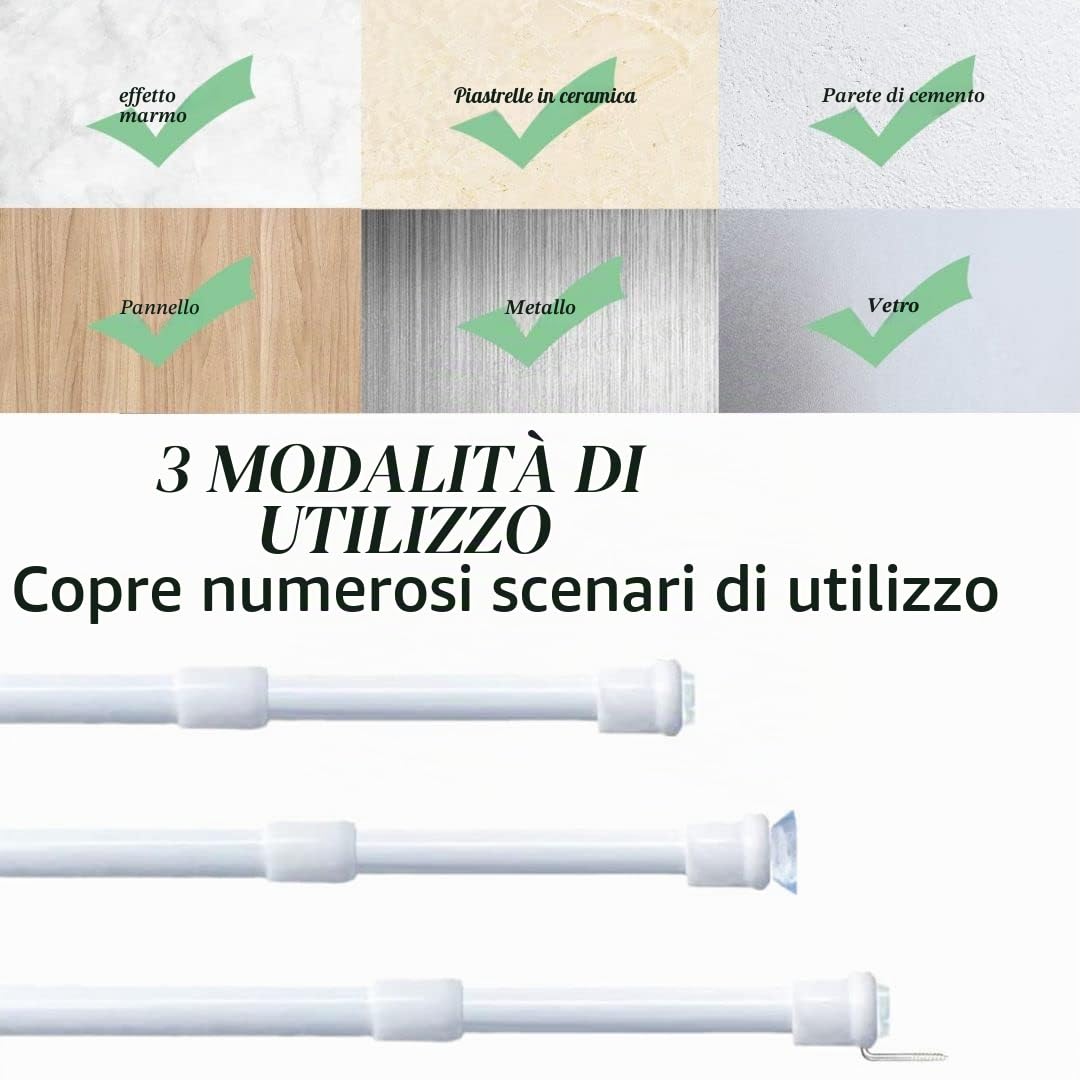 2 unità aste per tende bastoni per tende a pressione Estendibile Bianconon è necessario forare 30-45CM