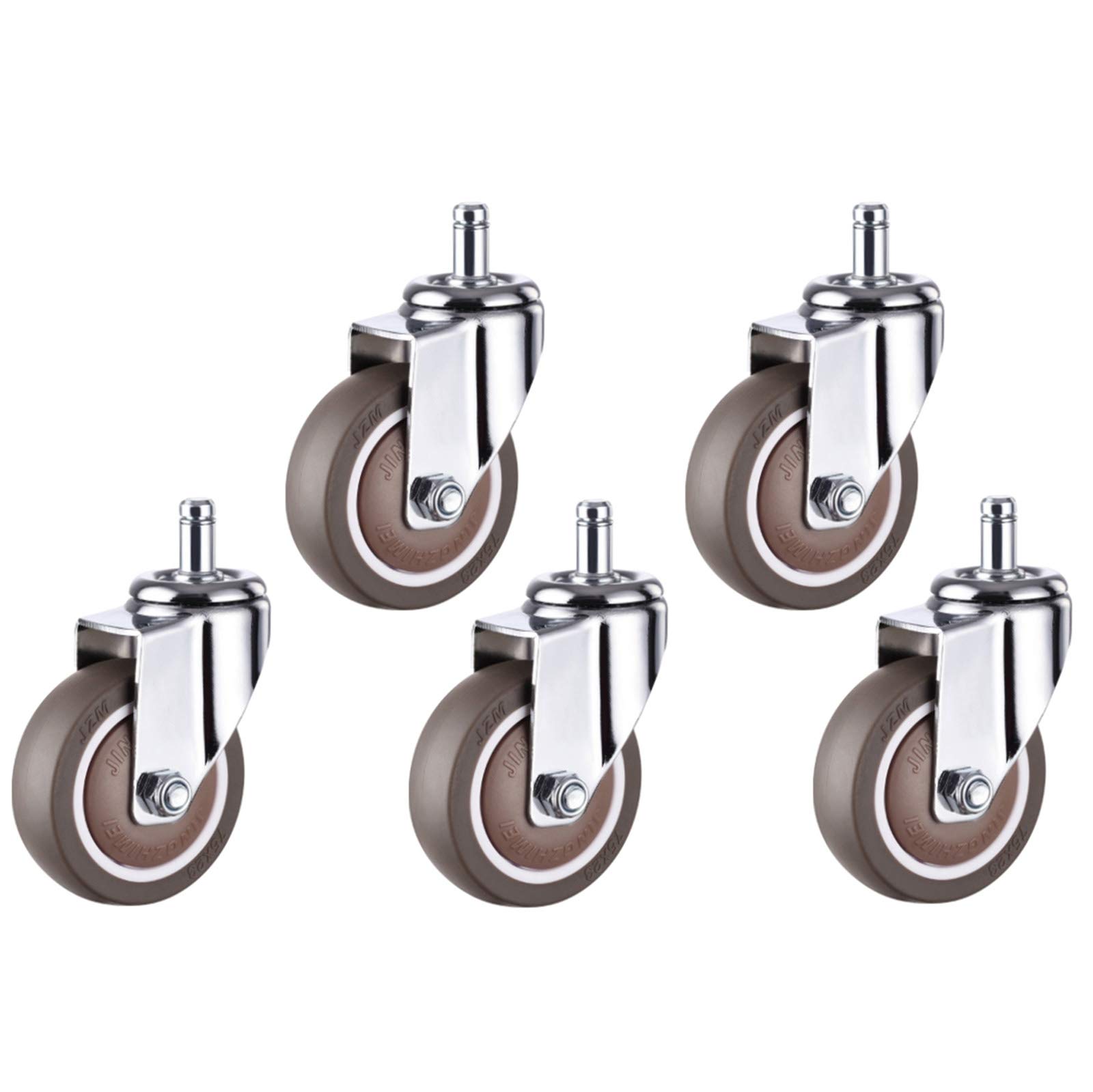 5 Ruedas para Muebles, Ruedas para Silla de Oficina, Ruedas giratorias, Ruedas de Goma con Freno, Anillo de retención M11 x 22 mm, Carga Pesada 280 kg, Giro, 2 Pulgadas
