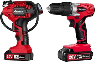 AVID POWER Tire Inflator Air Compressor Bundle with 20V Cordless Drill Set with 22pcs Drill Bits
