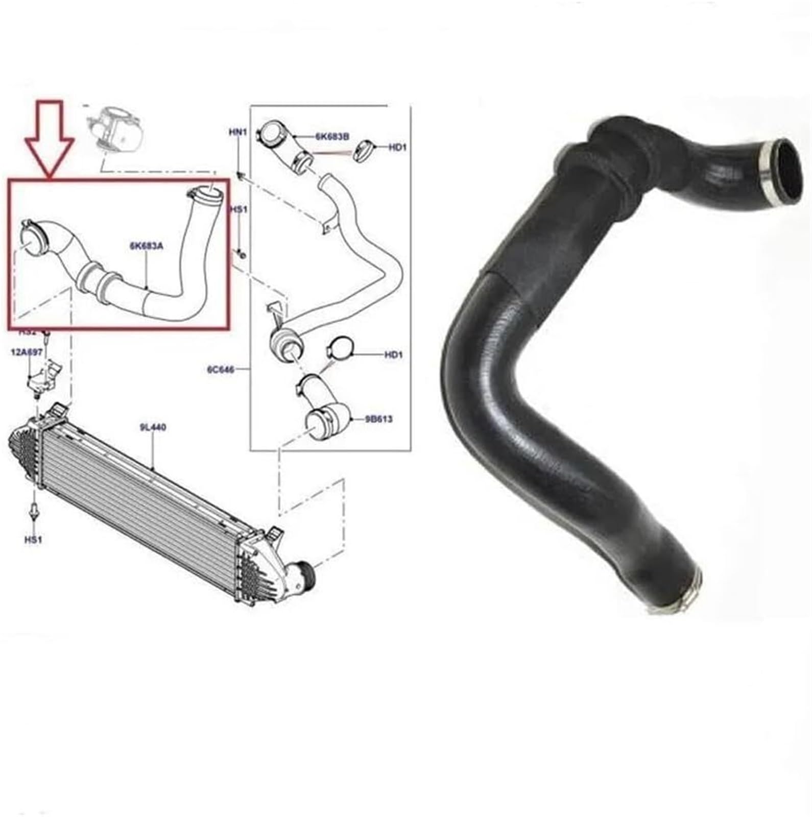 Genérico Manguera de refrigeración del Motor del automóvil para Land para Rover para Discovery para Sport Intercooler para Manguera para Tubo para Turbo para para