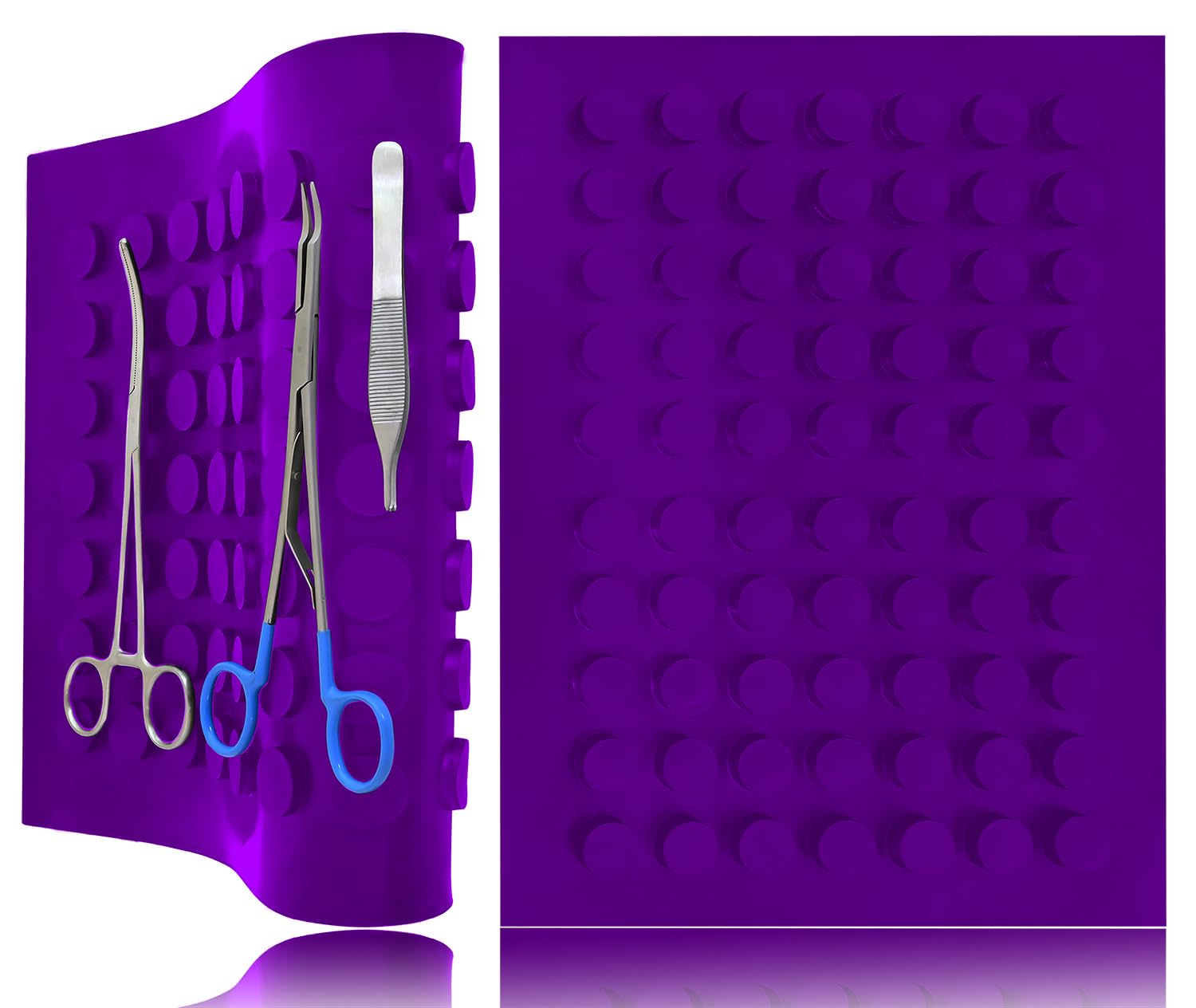 MuskalMed Magnetic Instruments Mat Purple Silicone Mat Silicone Mats 380mm x 300mm x 4mm for Sterilization Tray Case Box Surgical Holding Forceps