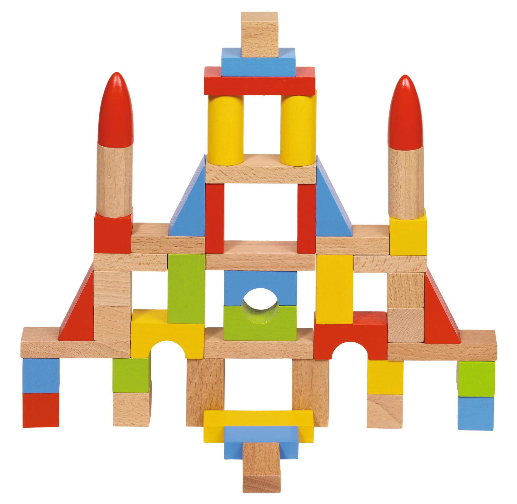 Jeu De Construction En Bois GOKI - 2041718 | Pour Enfants, Créativité Et Motricité | Couleurs Vives Et Bois Massif