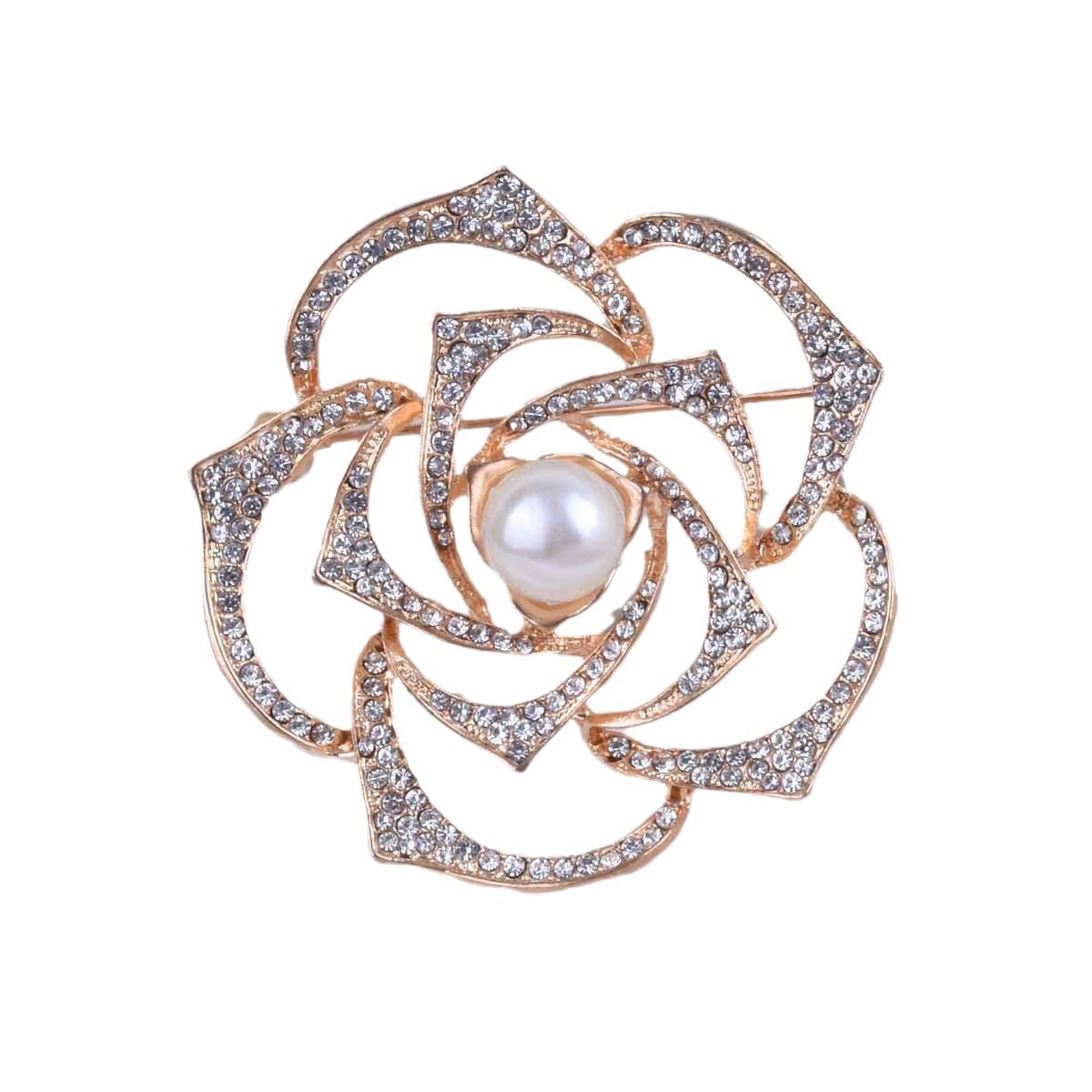 mastyle Lightweight Suit Jacket Rose Shaped Zircon Sparkle Shiny Pin Brooch-picture-45