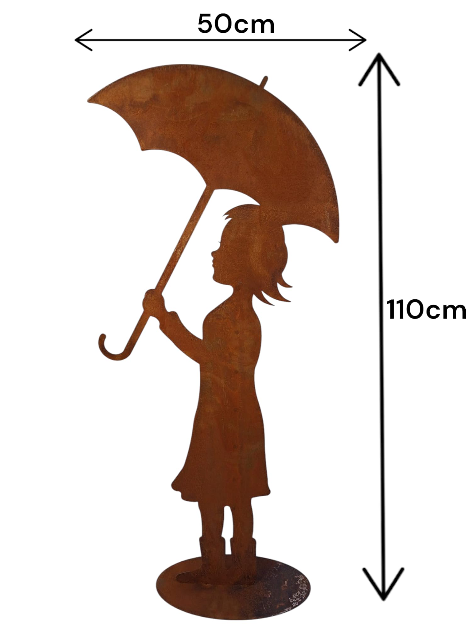 Bornhöft Gartenfigur Mädchen mit Schirm, Edelrost-Silhouette, XXL 110 cm Höhe, Gartendekoration aus Metall in Rost Optik Wetterfeste Edelrost Metallfigur für Garten und Terrasse