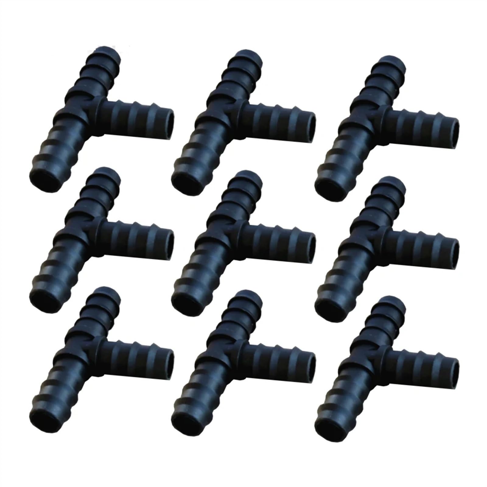Conector en T de tubería de agua de PE con púas DN16, adaptador de acoplamiento de riego de jardín, junta de tubería de agua, piezas de riego, 100 Uds.