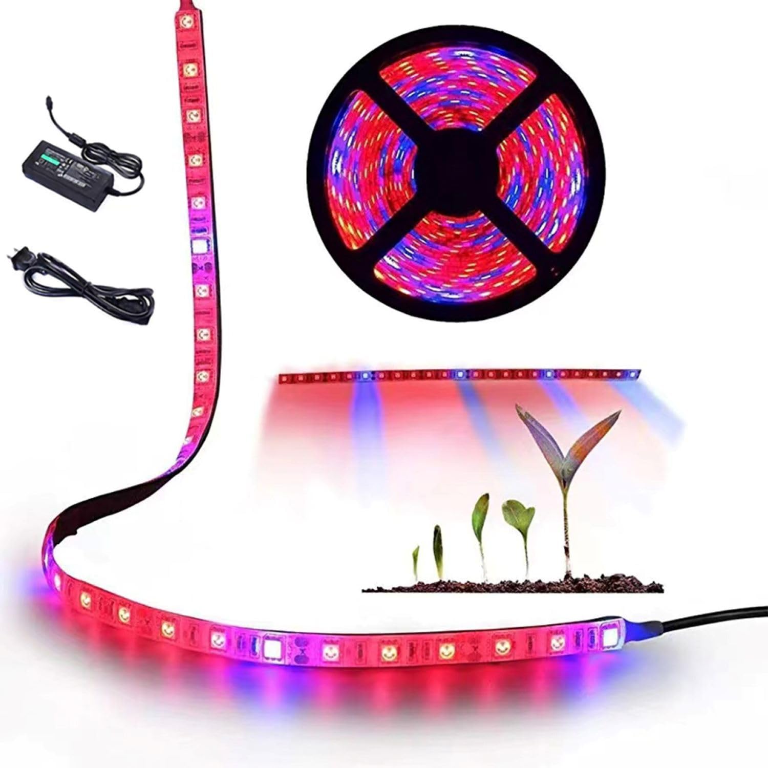 KYUQY Plant Light for Indoor Plants, 5M Full Spectrum LED Plant Grow Light Strips, Red & Blue 5:1, Waterproof, Flexible Growing Lamp for Greenhouse Hydroponics