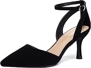 mysoft Women's Pumps Shoes Pointed Toe Kitten Low Heels Stiletto Ankle Strap Closed Toe Wedding Party Dress Sandals