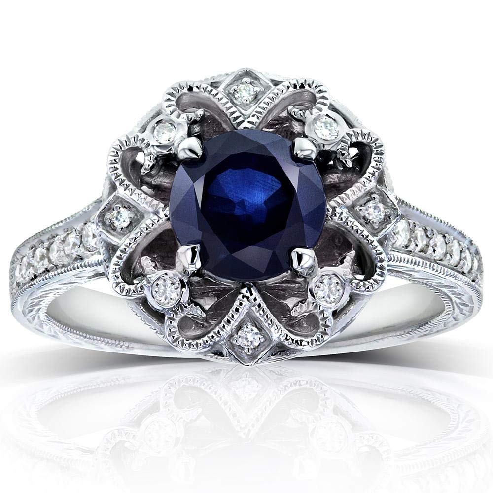 Kobelli Antique Blue Sapphire Diamond Ring