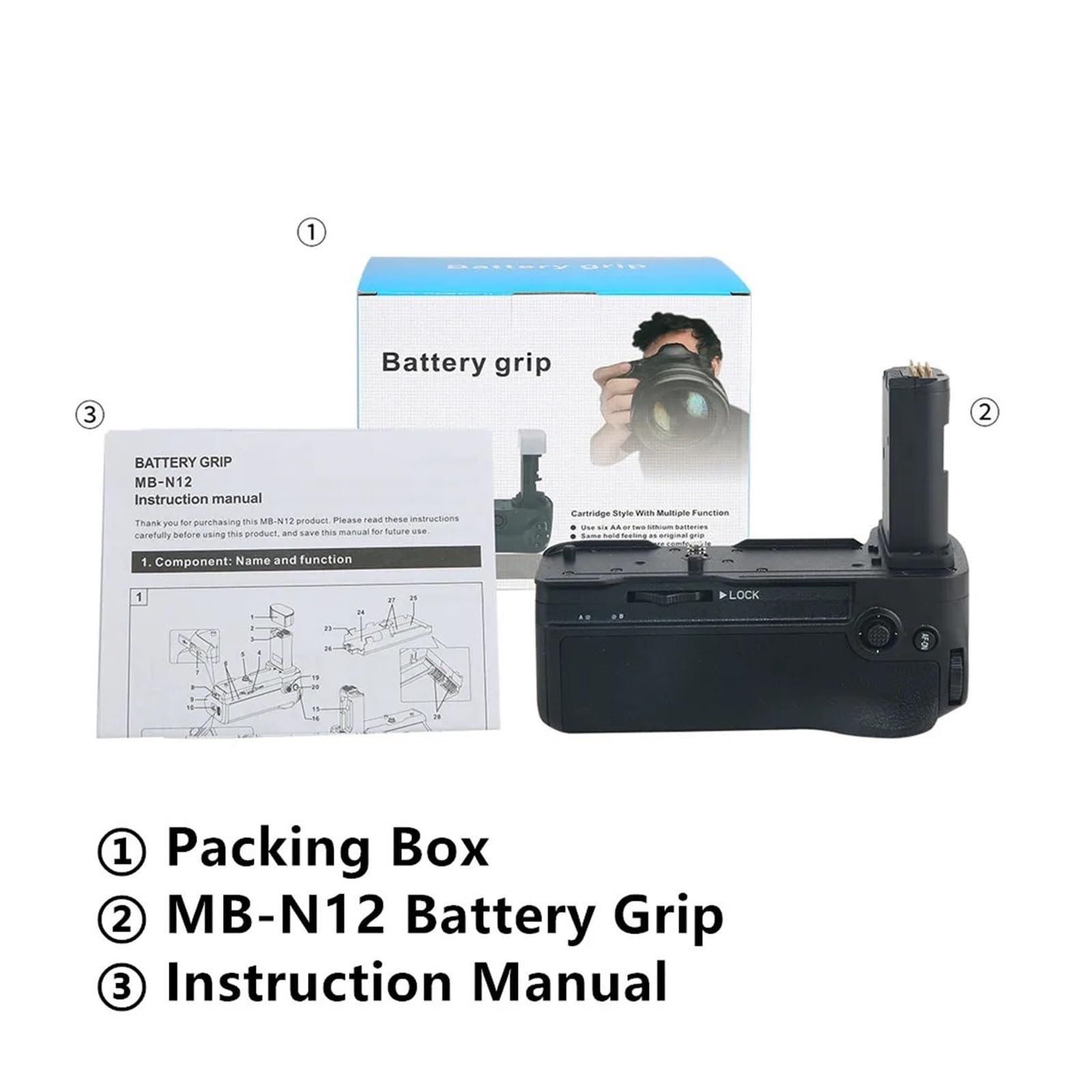 Impugnatura verticale Z8 MB-N12 con 2 batterie EN-EL15 | Impugnatura MB-N12, doppio slot for batteria, fotocamera Z8, ritratti, compatibile EN-EL15A/B/C