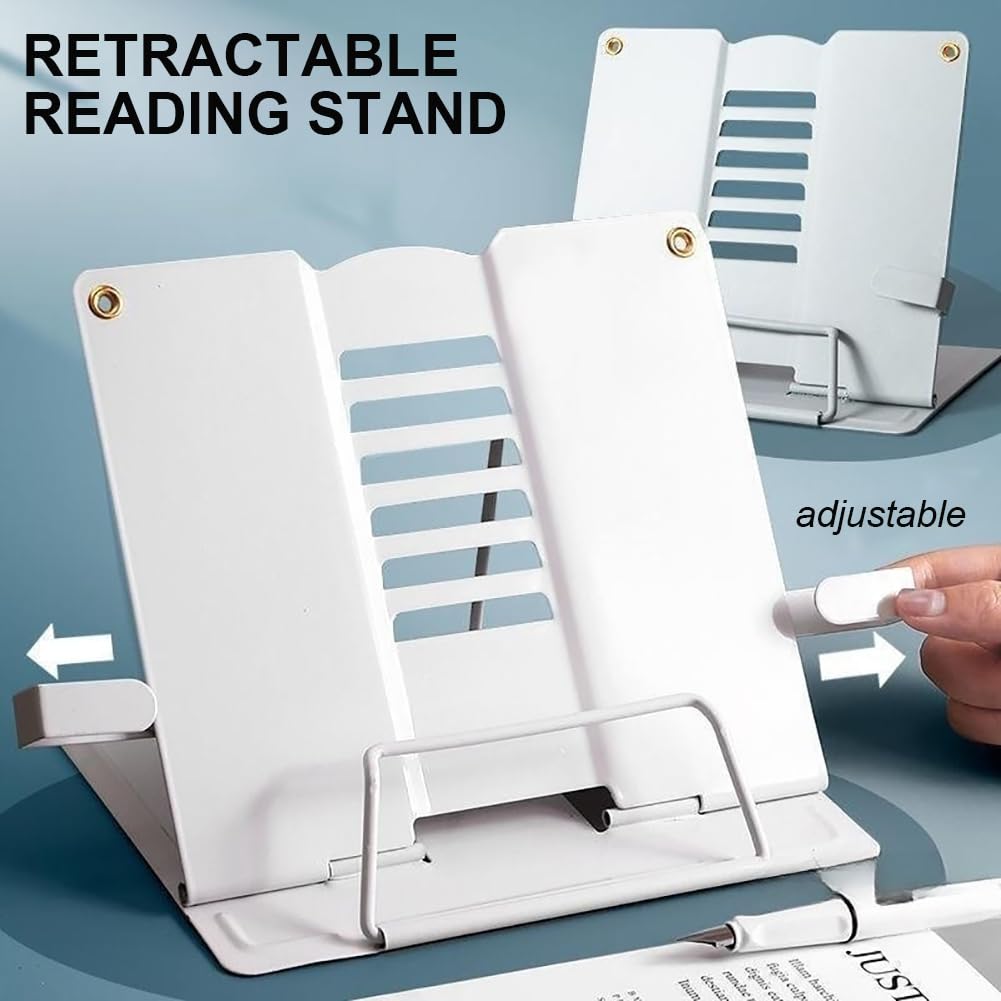 Atril de partituras portátil profesional de escritorio, atril de partituras plegable de metal, atril de partituras de altura ajustable de 6 posiciones, compatible con documentos y libros, gris (g