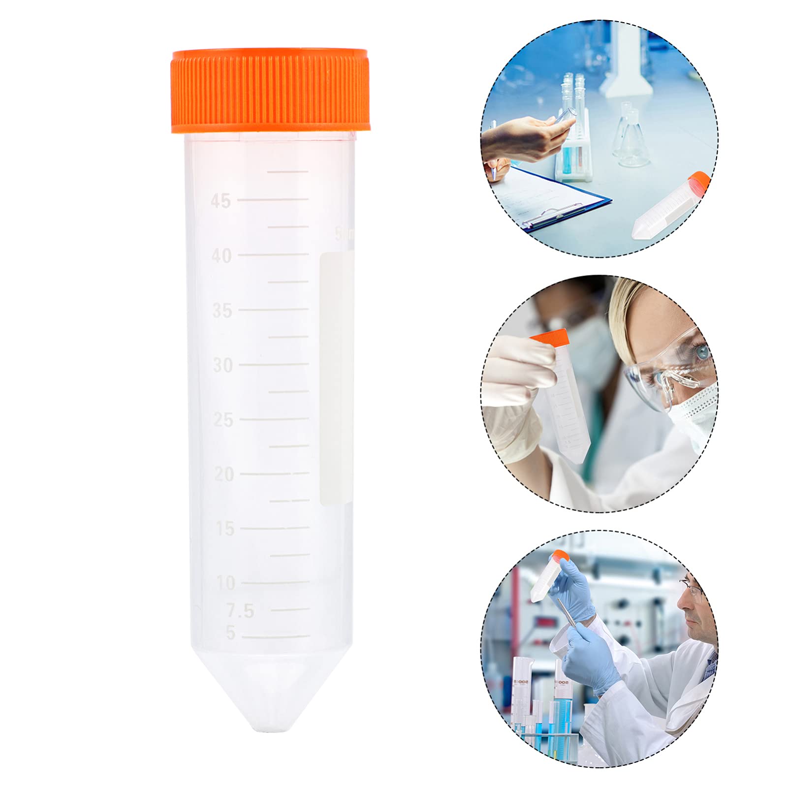 Provette vuote trasparenti con coperchio, 50 pezzi 50ml provette coniche for centrifuga provette in plastica con tappi provette in polipropilene contenitore in polipropilene da laboratorio con graduaz