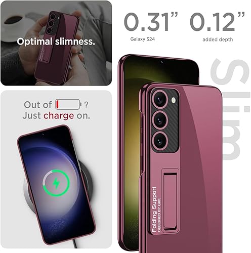 Miniatura 6 de Miimall Funda delgada para Samsung S24 con soporte, protector completo elevado para cámara, policarbonato duro, transparente, antiamarillo,