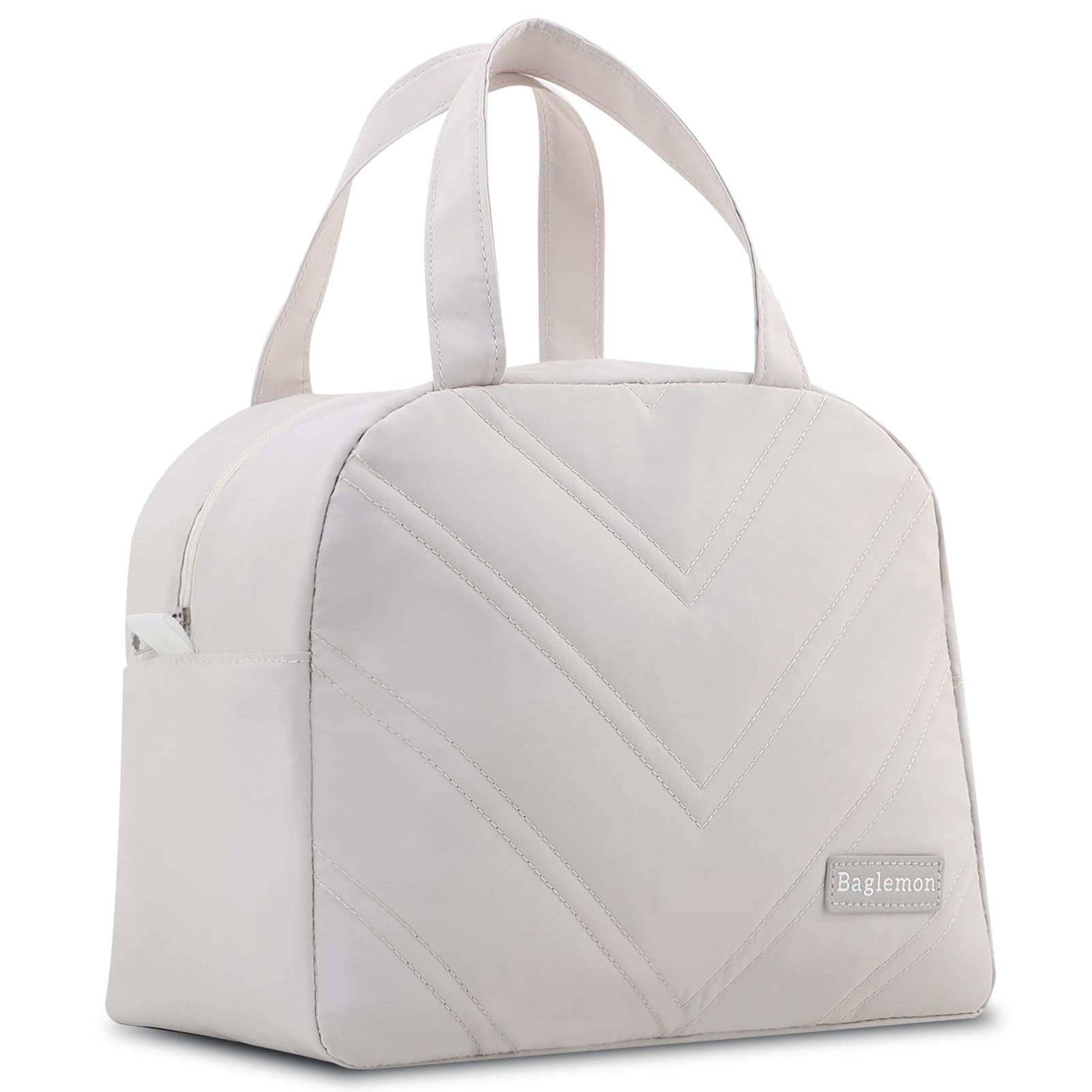 GODWOODS Insulated Lunch Bags for Women, Men - Small Cooler Box Smash Lunch Tote Bag for Work, Picnic, Beach, Camping (Quilting - Beige)