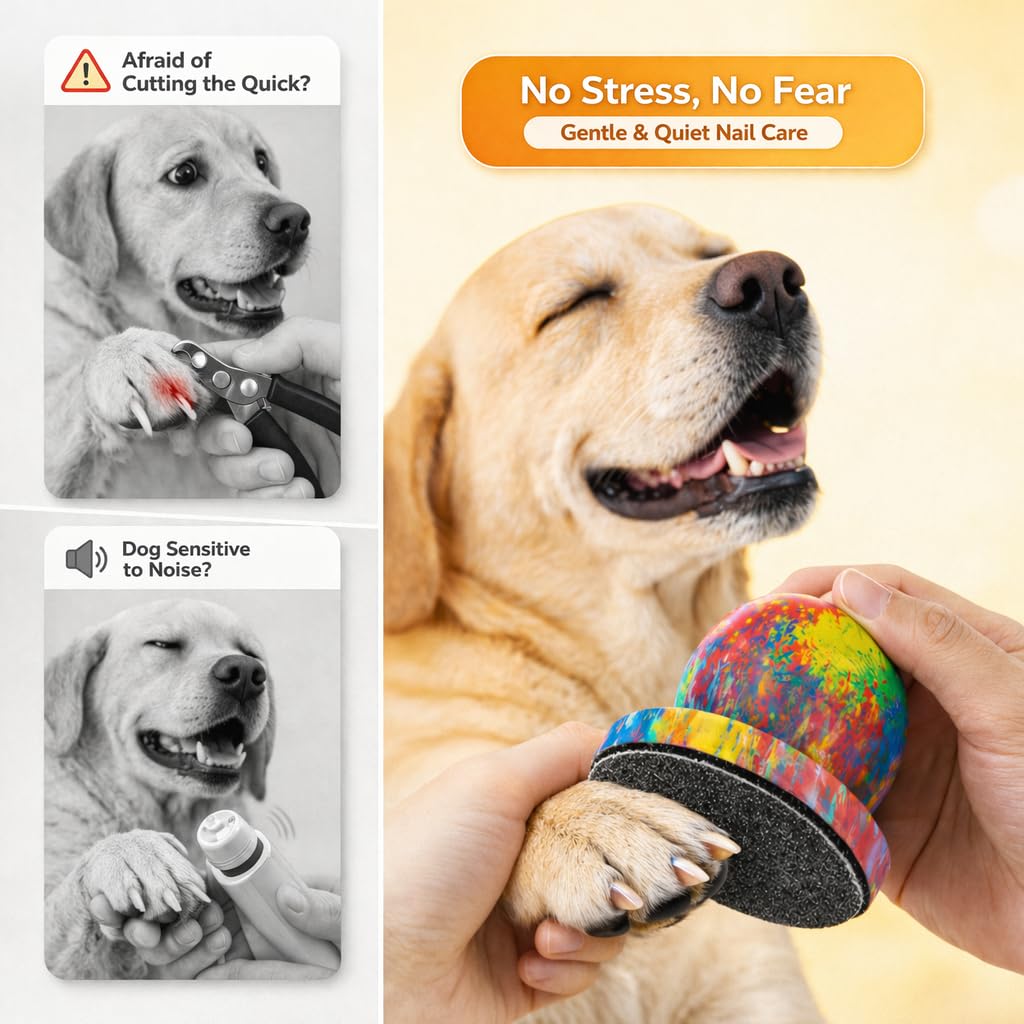 Hunde-Nagelfeile mit 8 austauschbaren Schleifpapier für stressfreies Nagelfeilen, Katzennagelfeile mit Ersatzpads
