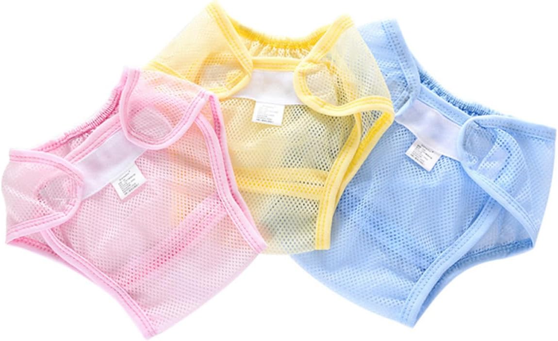 3pcs Mesh Cloth Diaper Covers for Lightweight Breathable Polyester Potty Training Pants Reusable Nappies Suitable for Summer and Photography