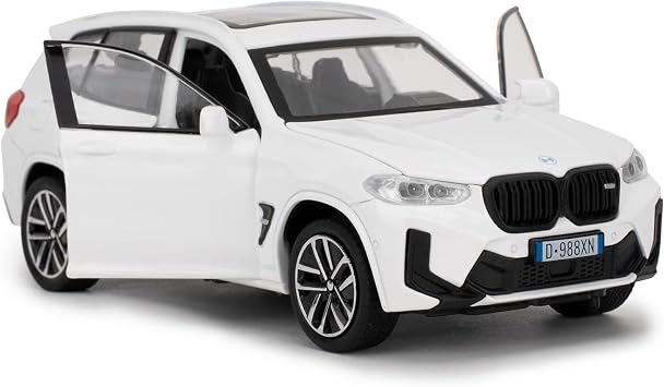 132 X3M SUV Diecast Model Car, Pull Back Toy with Lights & Sounds, Realistic Collectible Vehicle, Gift for Boys Girls Adult Collectors, White