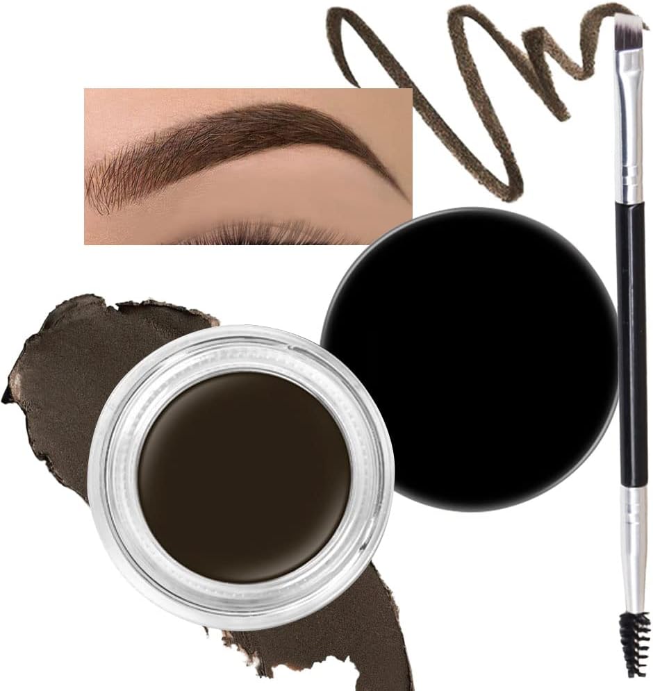 evpct Ebony Eyebrow Powder Pomade Gel Shaper Makeup Kit with Dual-ended Brush, Eyebrow Stencils Kit for Women Shaping, Eye Brow Pomade Stencil Shaper Tinting kits for Women, Long Lasting Waterproof