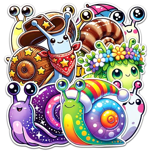 Image of Snail Sticker 8 Pcs (Large Size) Vinyl Stickers Laptop Waterproof Decal for Car Bumper Water Bottle Notebook Window Funny Party Birthday Decorations - Size 4 Inches