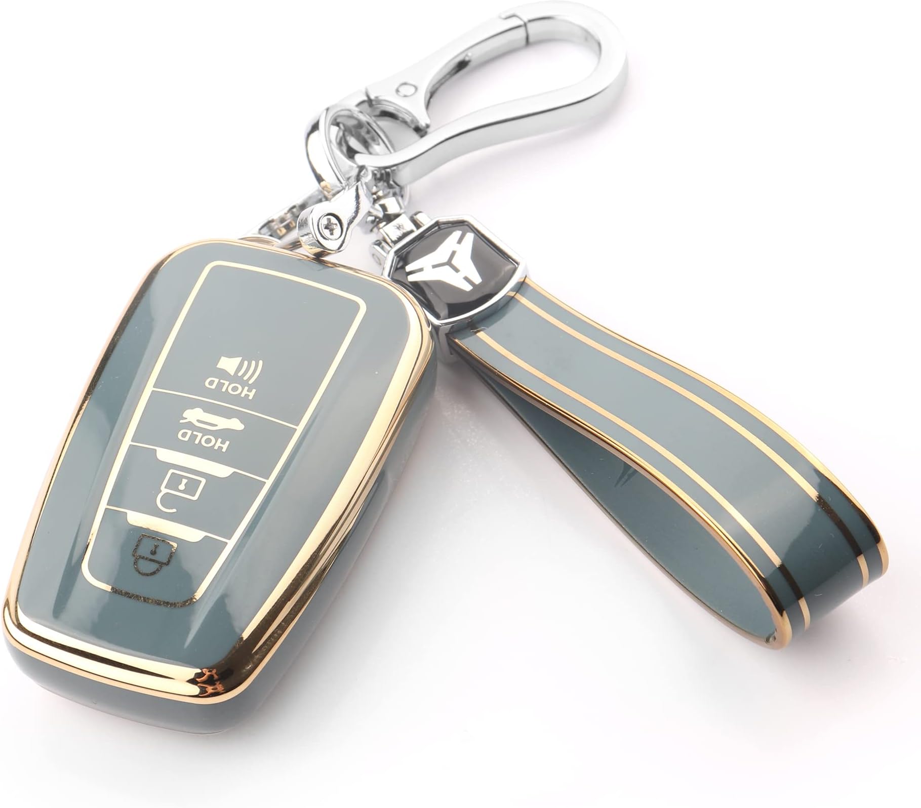 FehlotFor Toyota Key Covers,Soft TPU Protective Button Key Covers and Key Chains,Car Key Holder for Men & Women, Grey