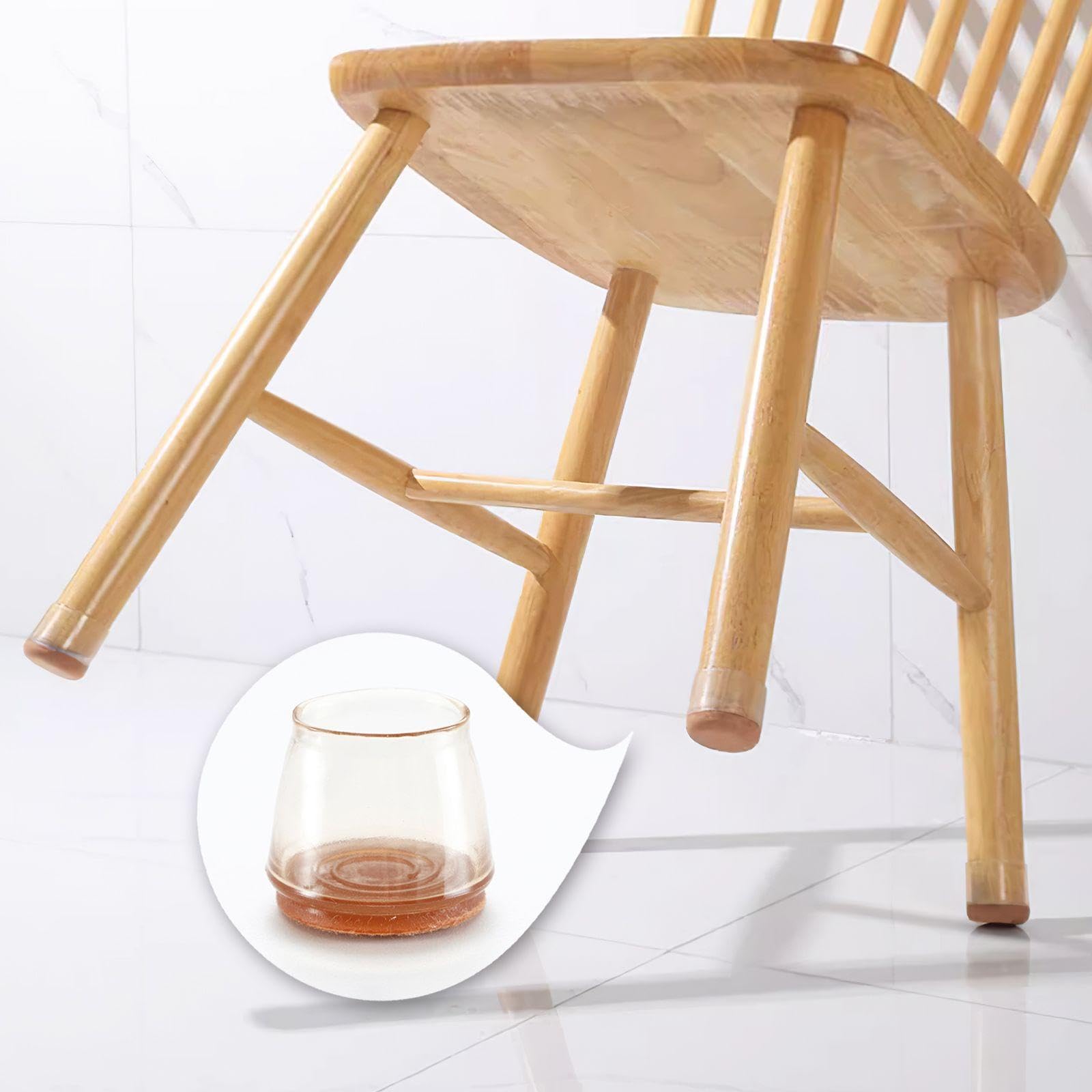 30 Pieces of Round Table and Chair Foot Pads, Anti-Slip Chair Leg Caps, Fur Pad Silicone Round Chair Caps - Image 4