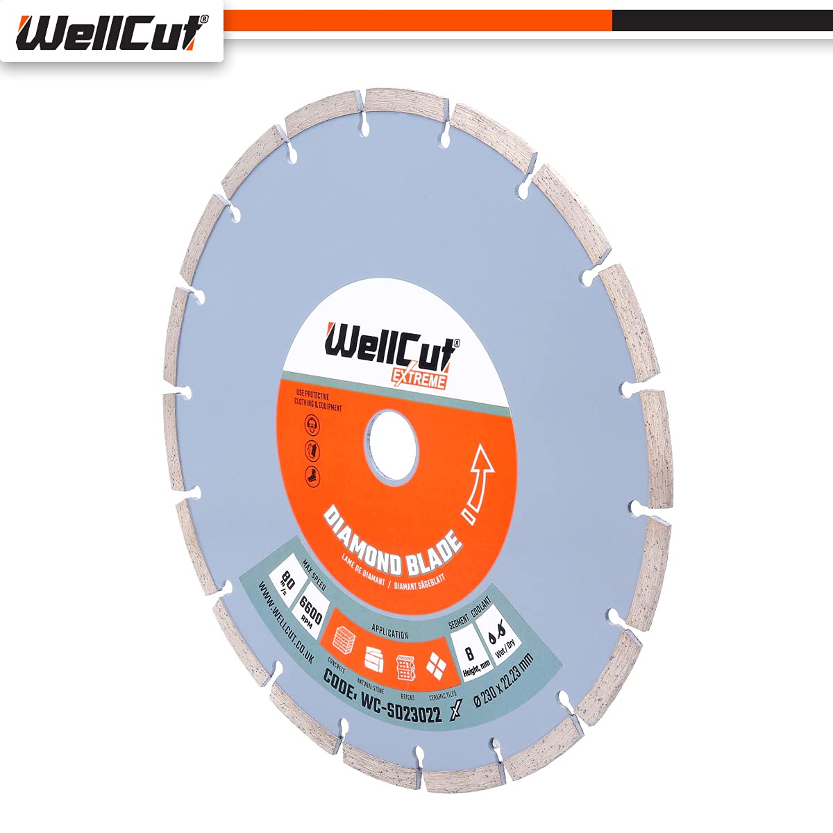 WELLCUT WC-SD23022 diamentowe ostrze ekstremalne 230 mm x 22,23 mm otwór